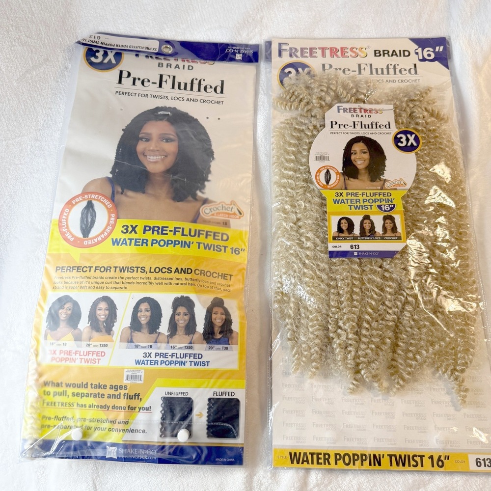 Lot 2 Freetress Water Poppin Twist 16 Inch Pre Fluffed 613 Blonde Hair